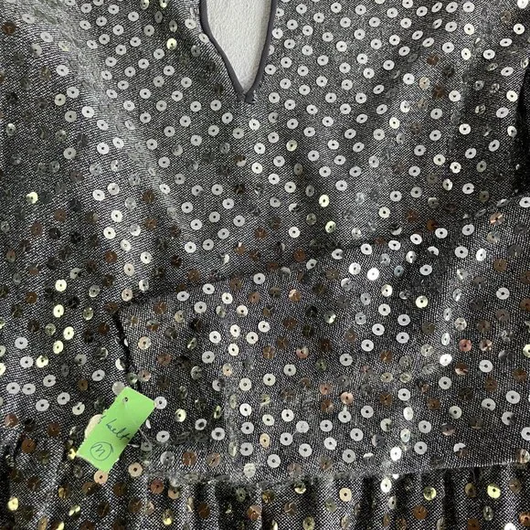 1970s Silver Sequined Modest Long Sleeve Maxi Dress - Picture 6 of 15